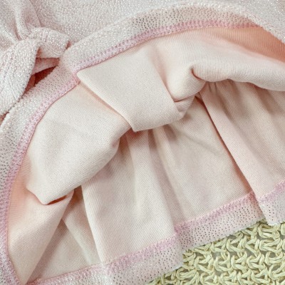 Vestido Manga Longa em Plush Foil com Lacinho e Brilhos - Rose